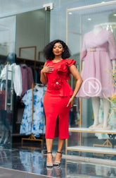 Elegant red bodycon dress